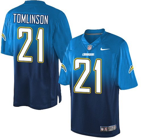 Men's Elite LaDainian Tomlinson Nike Jersey Electric Blue/Navy - #21 Fadeaway NFL Los Angeles Chargers